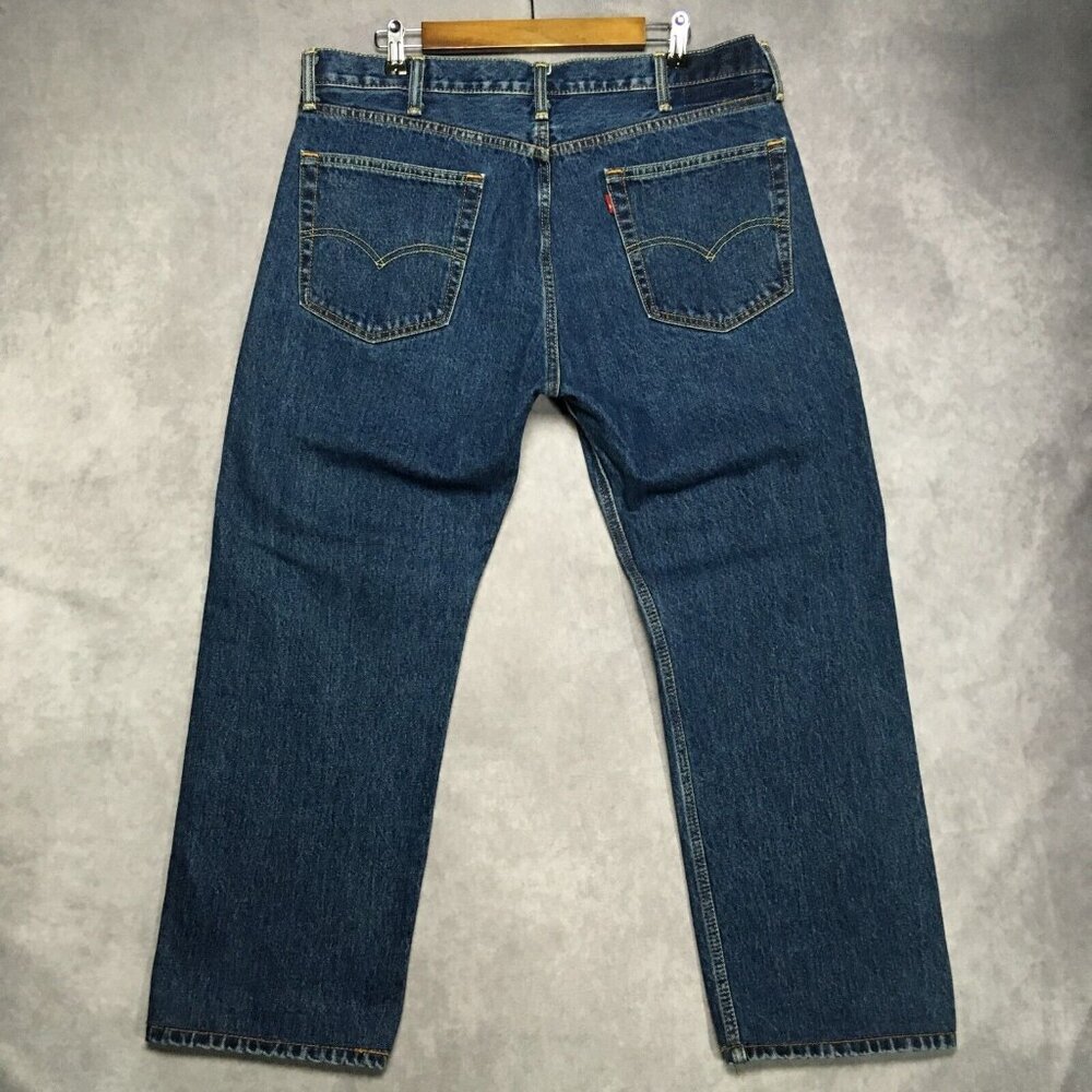 Levis Mens 505 Regular‎ Fit Blue Jeans size 38x28 Cotton Denim Pants Zipper Fly - Picture 3 of 16